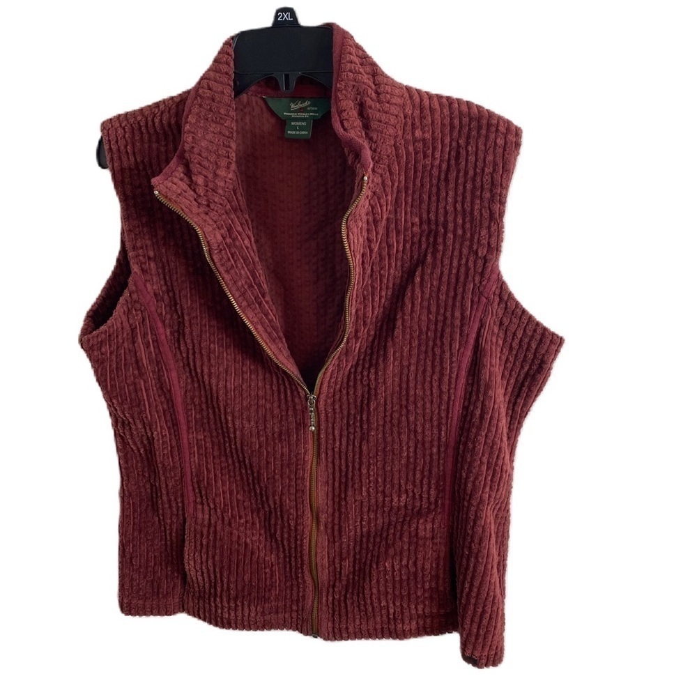 Woolrich Corduroy Red Vest Large Ruby Kinsdale Full Zip Chenille Women’s